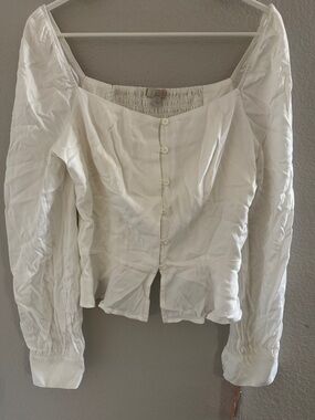NWT Gianni Bini Square-Neck Button Blouse